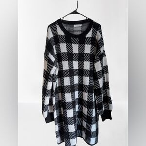 BOGO NWOT Chic Soul Black and White Buffalo Plaid Knit Sweater Dress- XXL